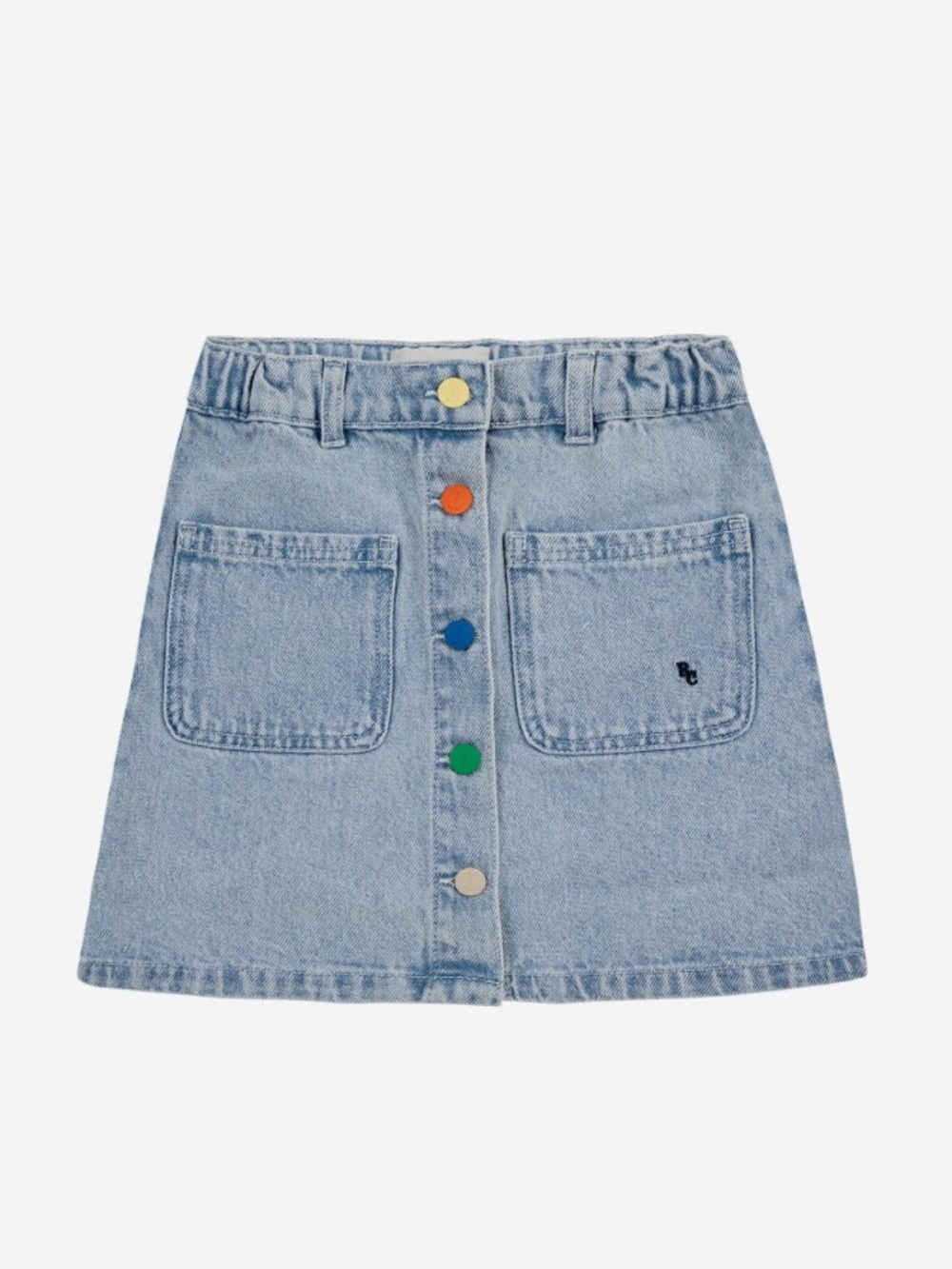 Bobo Choses Blue Denim Mini Skirt with Multicolored Buttons Sz 2-3 Years